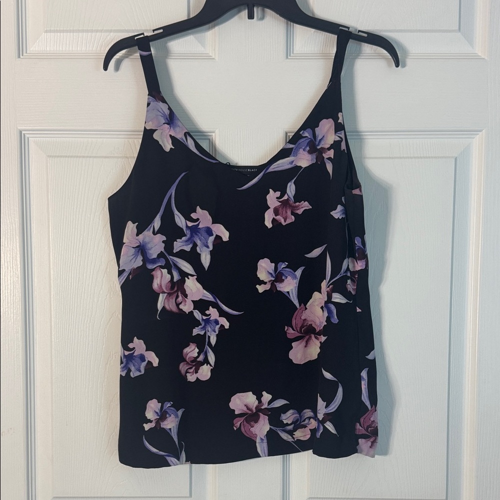 White House Black Market Floral Camisole in Black and Purple reversible to solid